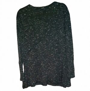 Olivaceous Oversized Loose Fit Top Charcoal Gray Black Textured Pullover Knit M